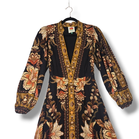 Farm Rio Majestic Garden Maxi Dress Size XXS Puff Sleeve Floral Print - Picture 2 of 16